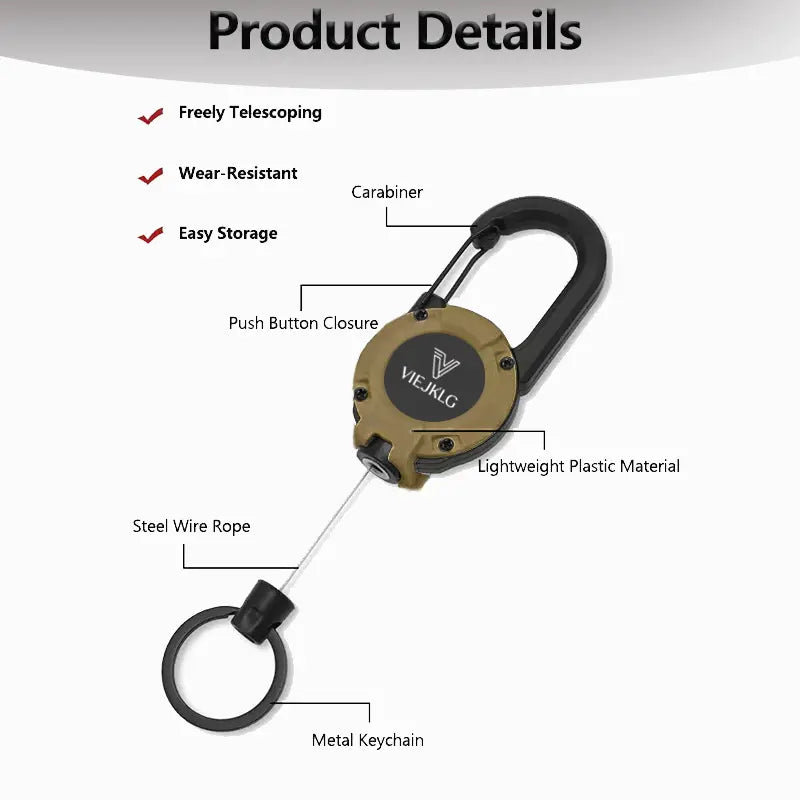 ✨Heavy‑Duty Retractable Keychain