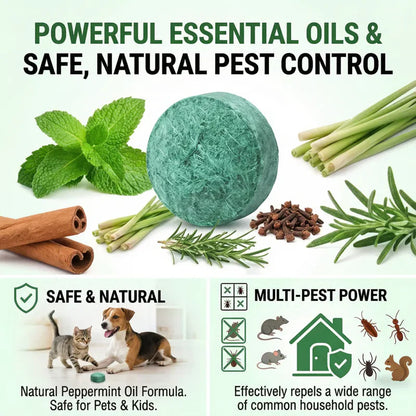 🦟 50% OFF NOW!🔇 🟢 Natural Peppermint Rodent Repellent Tablets – 12 Pack