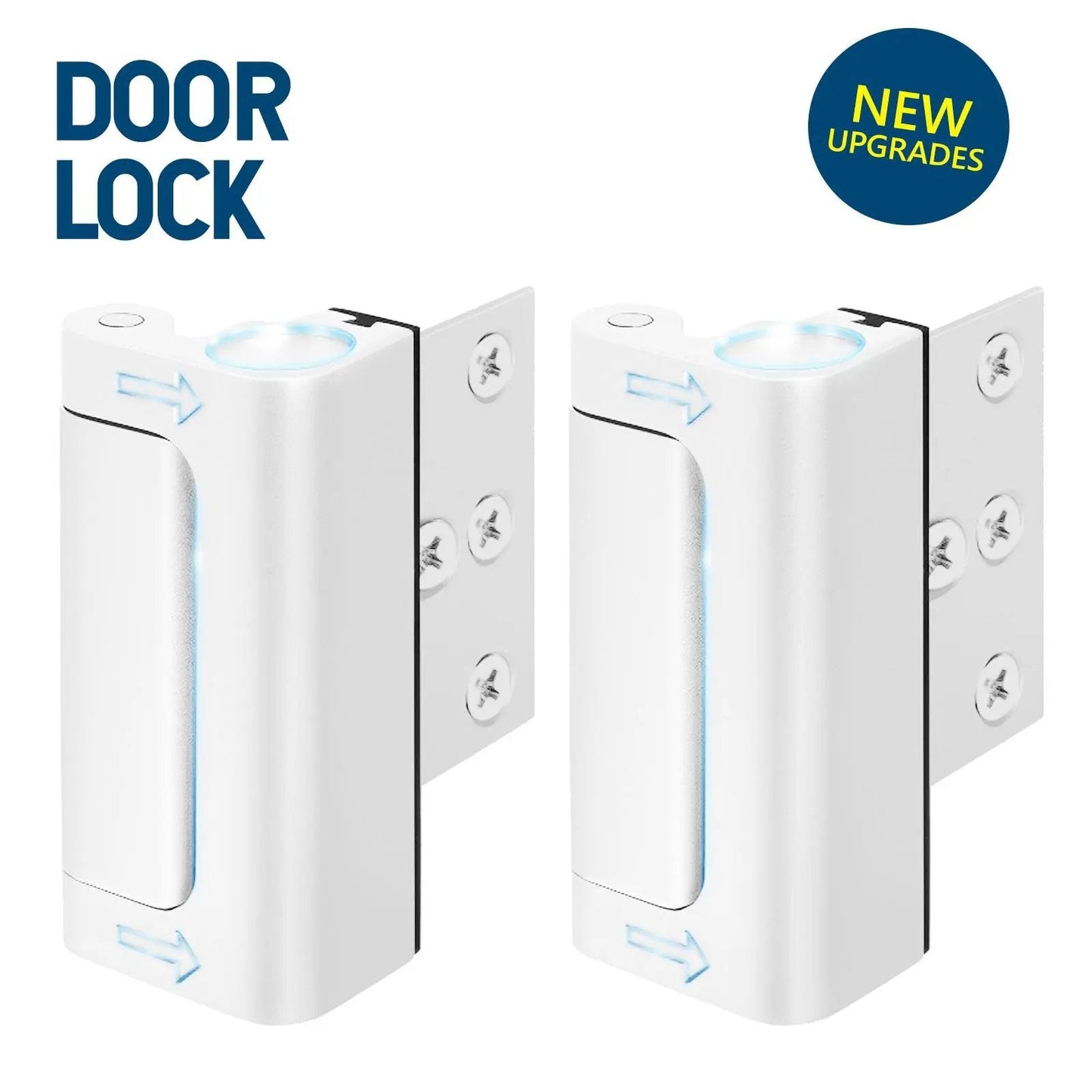 Aluminum Alloy 2-Pack Security Door Locks - Choose White/Black/Silver - Heavy-Duty Protection